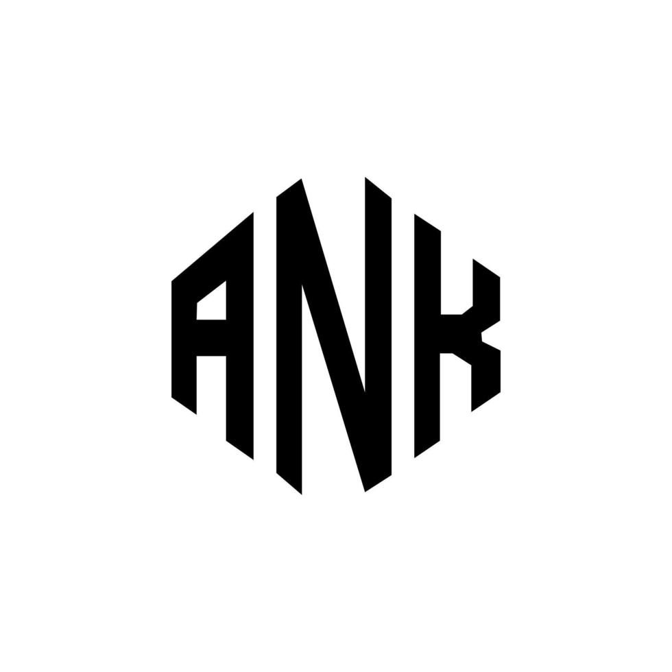 design del logo della lettera ank con forma poligonale. design del logo a forma di poligono e cubo ank. ank esagono logo modello vettoriale colori bianco e nero. monogramma ank, logo aziendale e immobiliare.