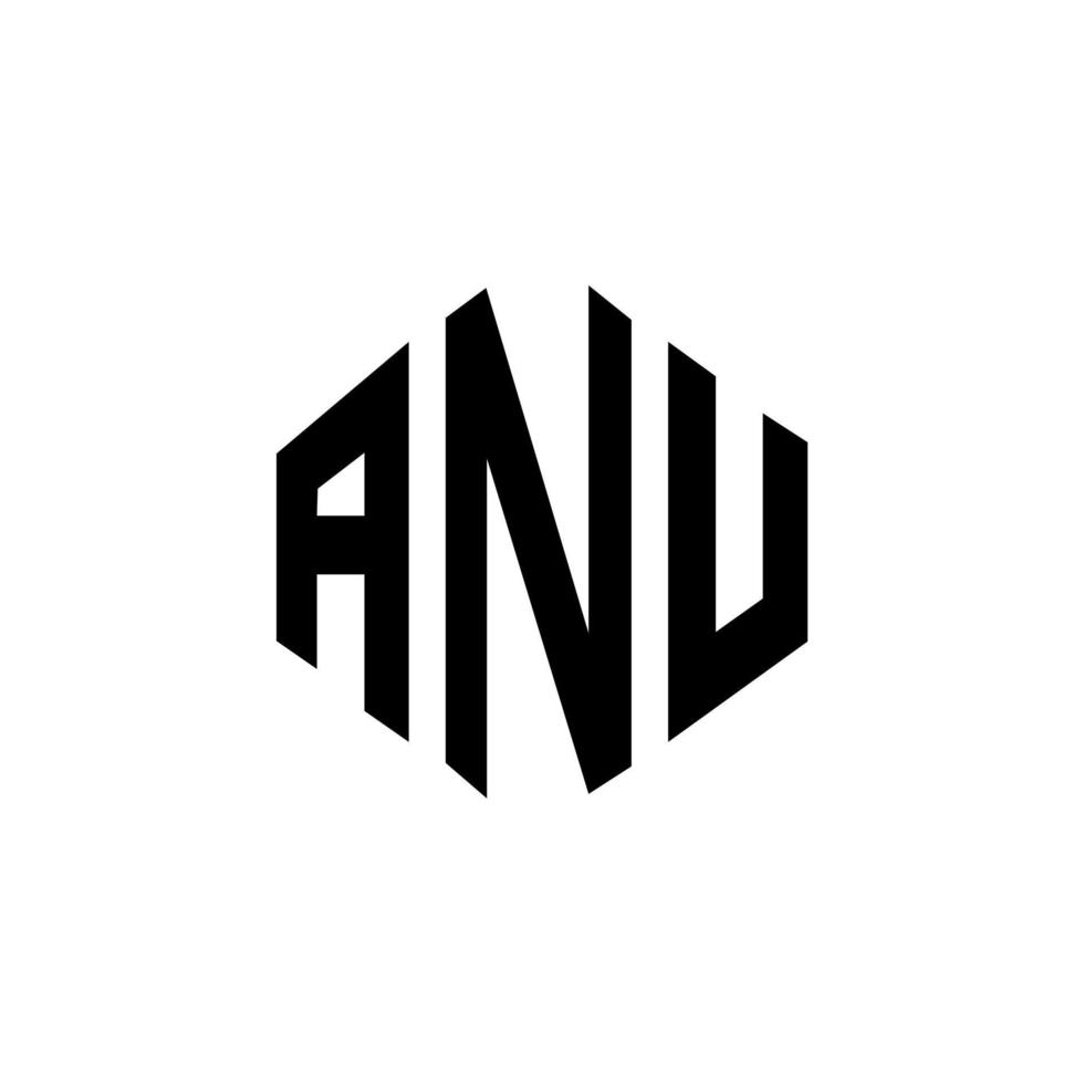 design del logo della lettera anu con forma poligonale. anu poligono e design del logo a forma di cubo. colore bianco e nero del modello di logo di vettore di esagono anu. monogramma anu, logo aziendale e immobiliare.