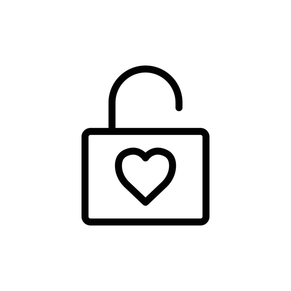 icona del lucchetto aperto con il cuore. icona relativa al matrimonio. stile icona linea. design semplice modificabile vettore