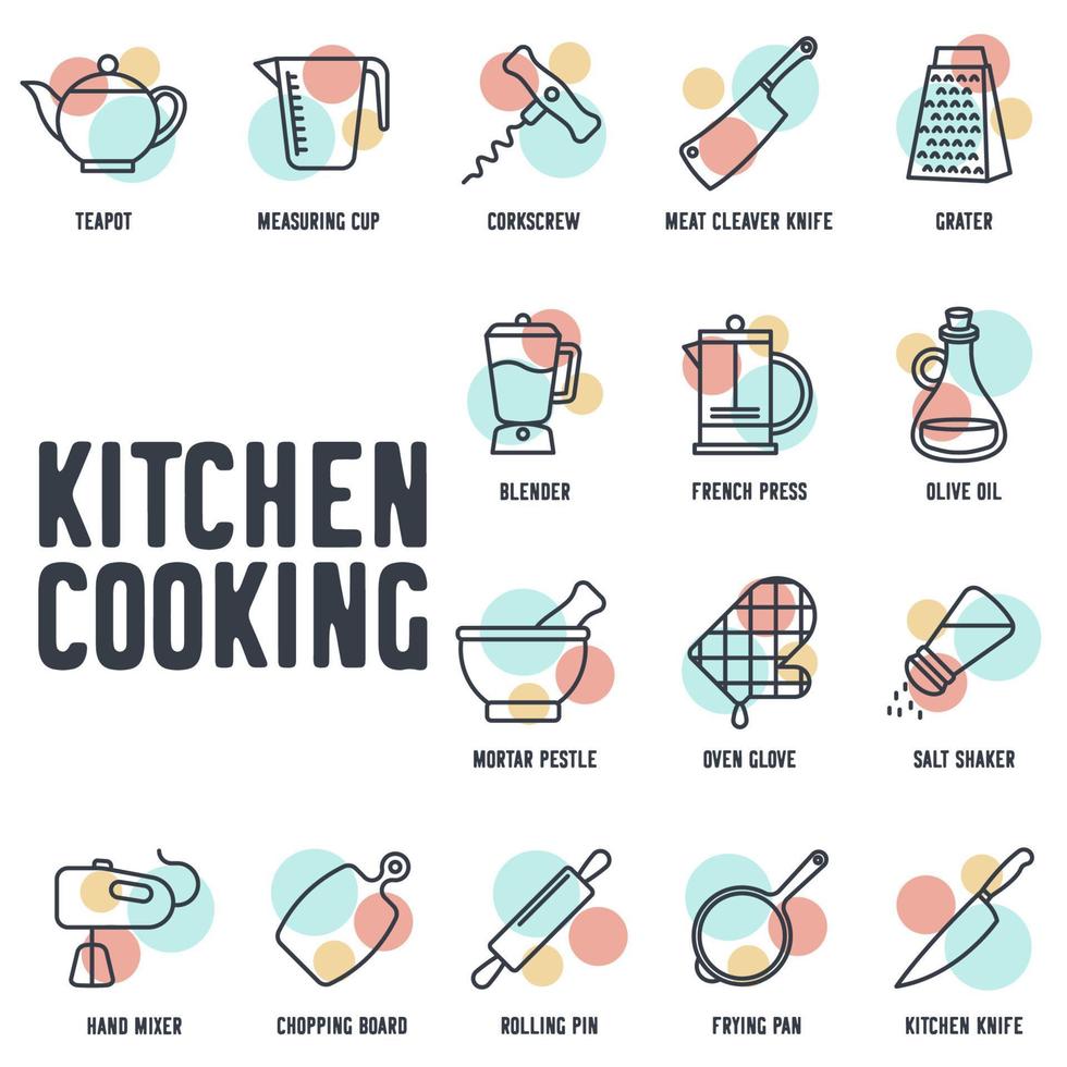 cucina e set da cucina icona simbolo modello per grafica e web design collezione logo illustrazione vettoriale