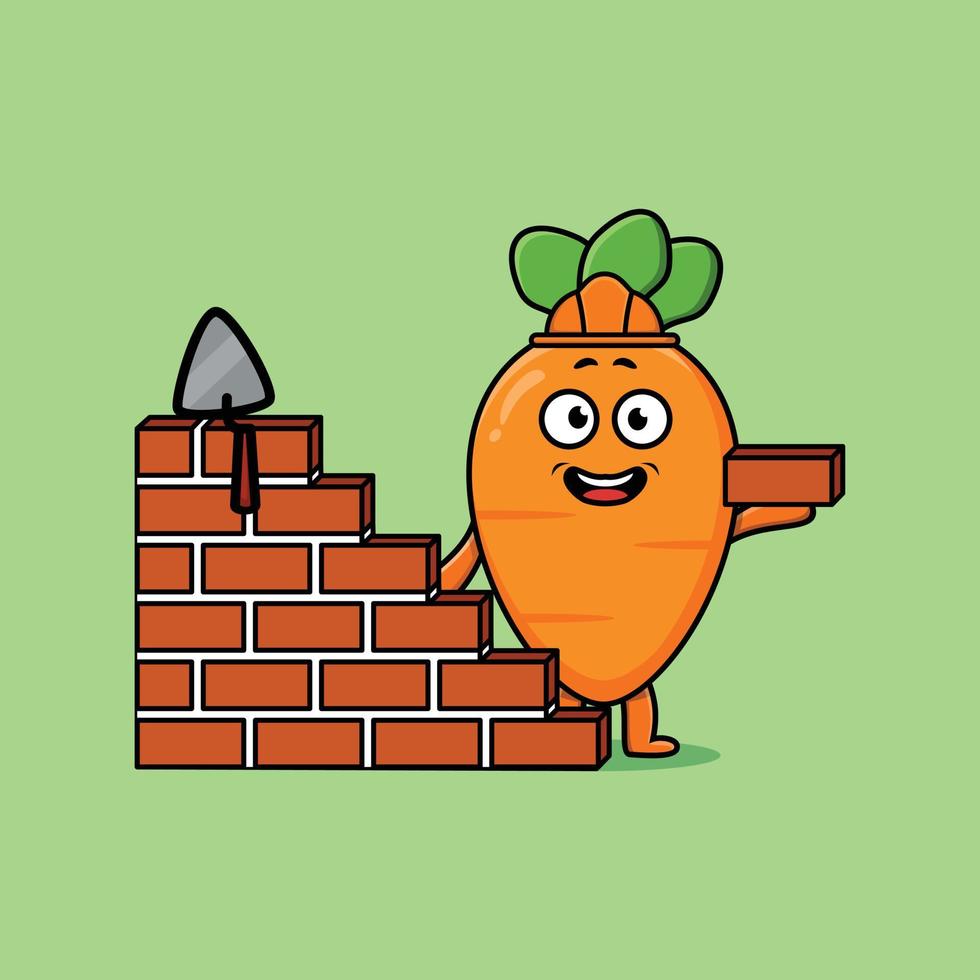 carota simpatico cartone animato come personaggio muratore vettore