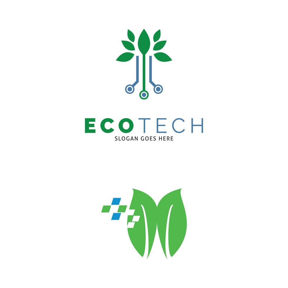 set di icone della tecnologia ecologica modello di logo vettoriale illustrazione design