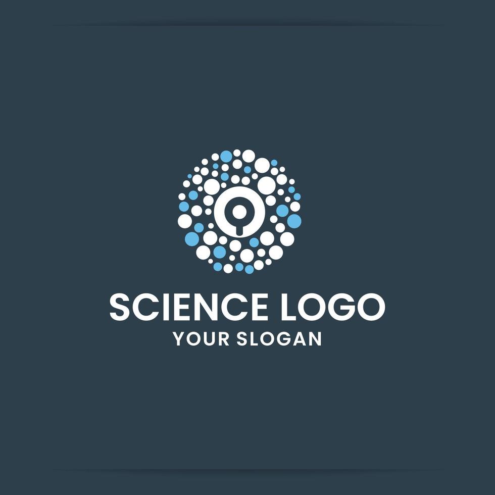 logo design ricerca scientifica, virus, cancro, muffa, vena, vettore simbolo del sangue.