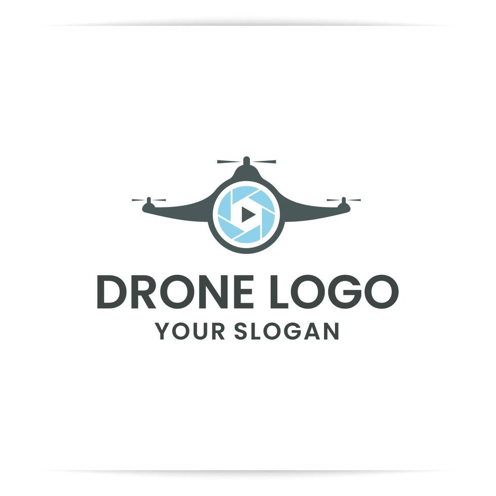 vettore di progettazione logo drone, fotocamera, mosca, spia