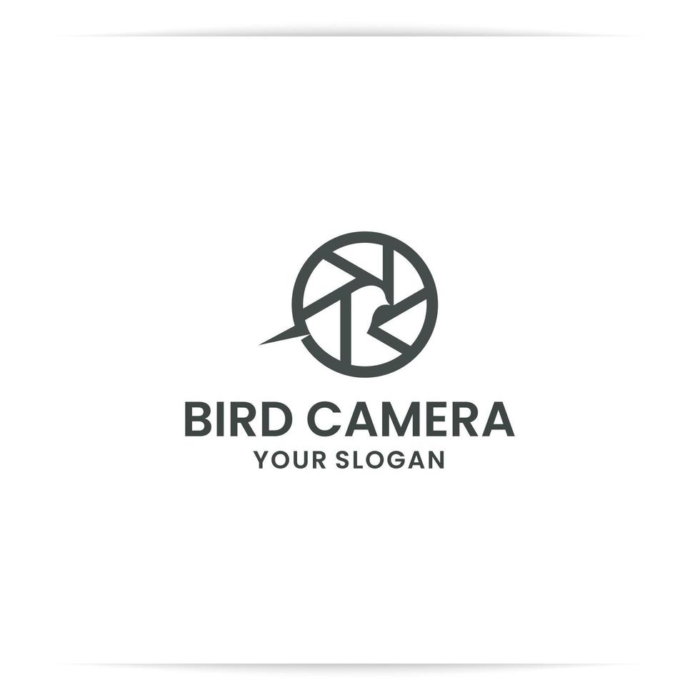 logo design foto di uccelli, fotocamera, fotografia, animali selvatici vettore. per attività all'aperto vettore