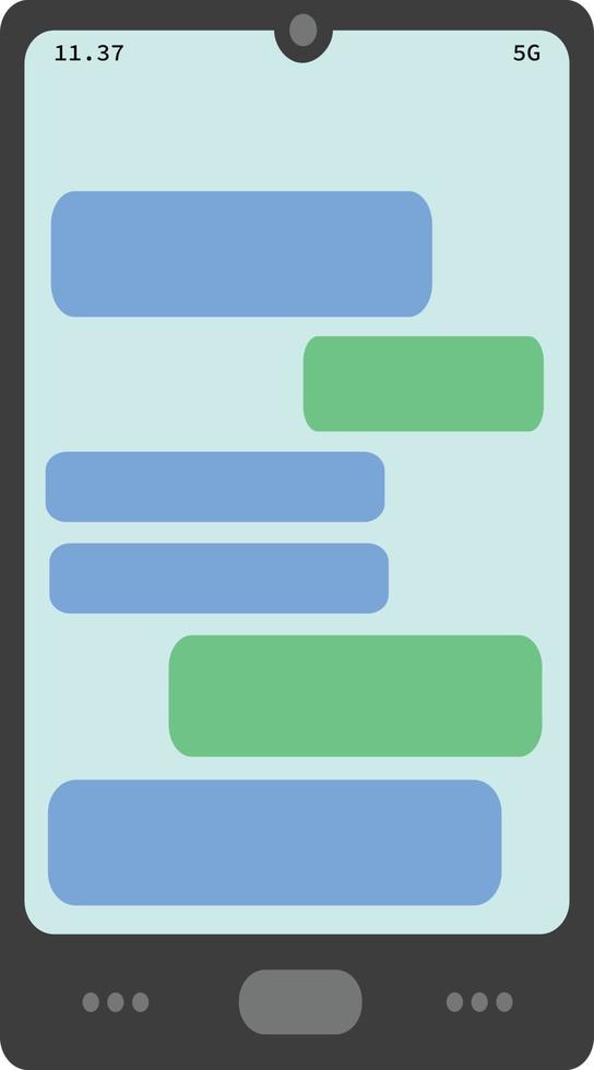 icona dello smartphone con icona semplice del testo del messaggio vettore