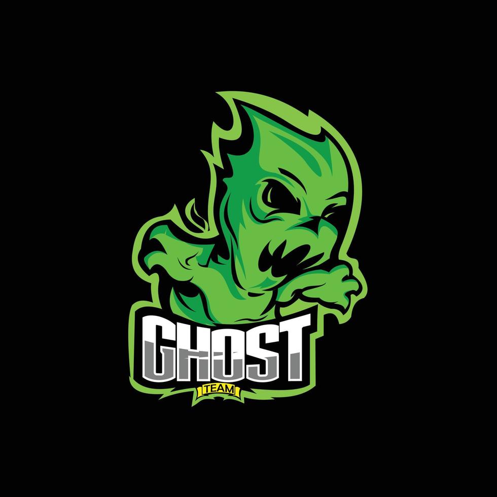 design del logo sportivo della mascotte fantasma vettore