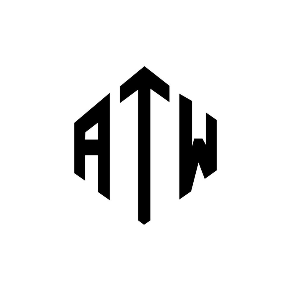 design del logo della lettera atw con forma poligonale. design del logo a forma di poligono e cubo atw. modello di logo vettoriale esagonale atw colori bianco e nero. monogramma atw, logo aziendale e immobiliare.
