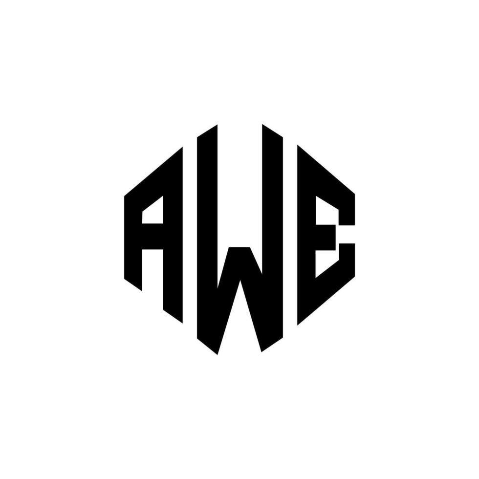 awe lettera logo design con forma poligonale. awe poligono e design del logo a forma di cubo. timore reverenziale esagono logo modello colori bianco e nero. monogramma stupore, logo aziendale e immobiliare. vettore