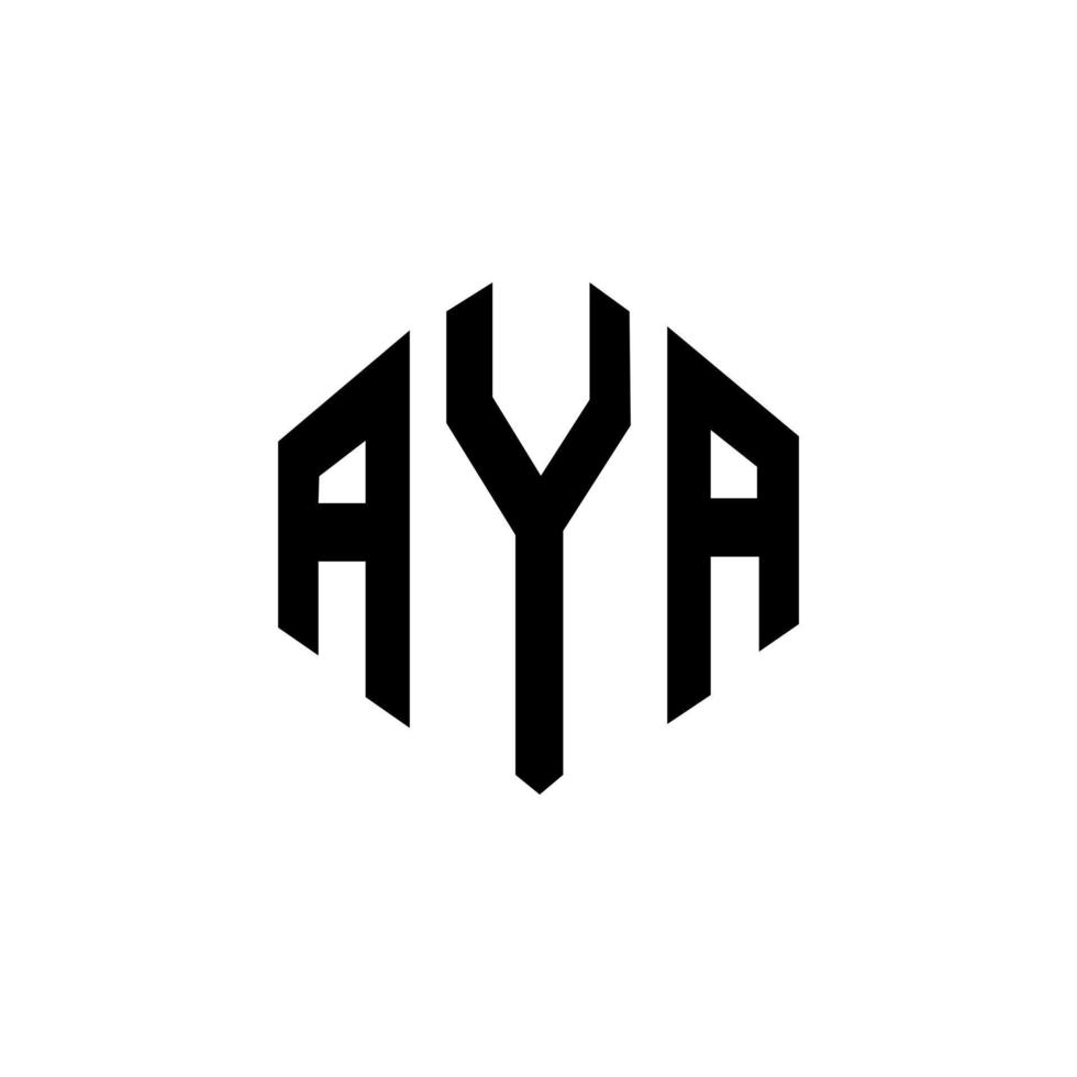 design del logo della lettera aya con forma poligonale. design del logo a forma di poligono e cubo aya. aya esagono logo modello vettoriale colori bianco e nero. monogramma aya, logo aziendale e immobiliare.