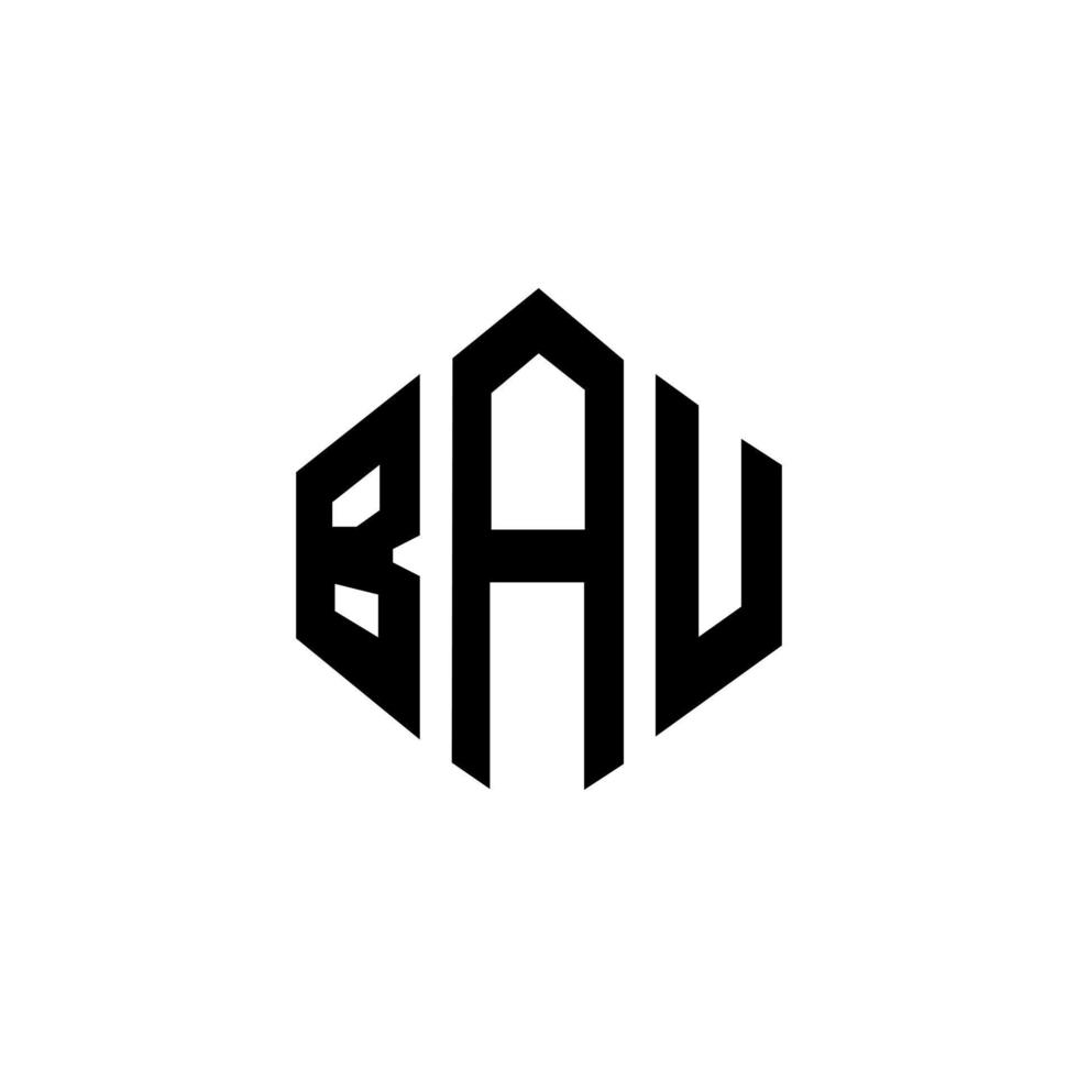 design del logo della lettera bau con forma poligonale. bau poligono e design del logo a forma di cubo. bau esagono logo modello vettoriale colori bianco e nero. monogramma bau, logo aziendale e immobiliare.