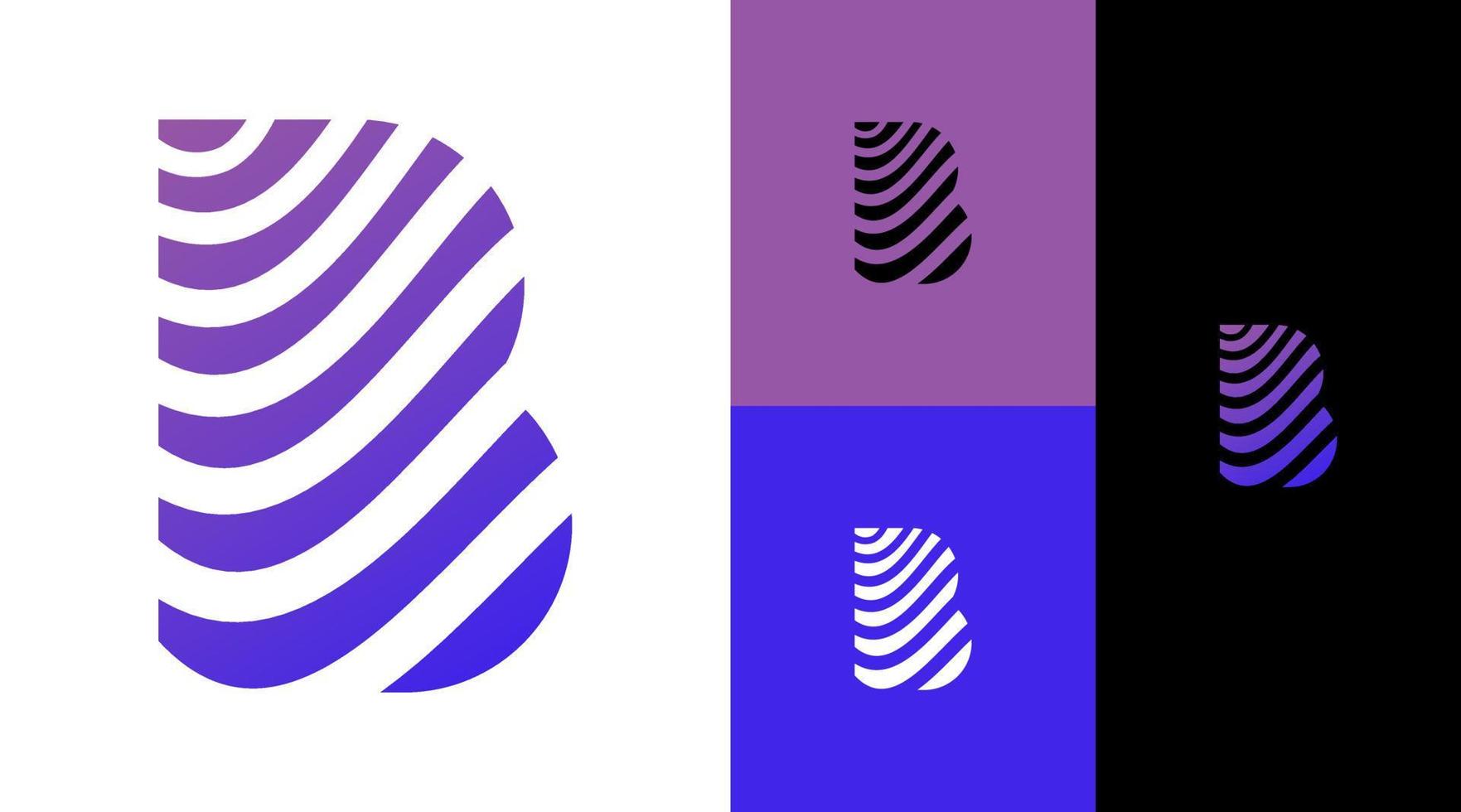 b monogramma ocean wave logo design concept vettore