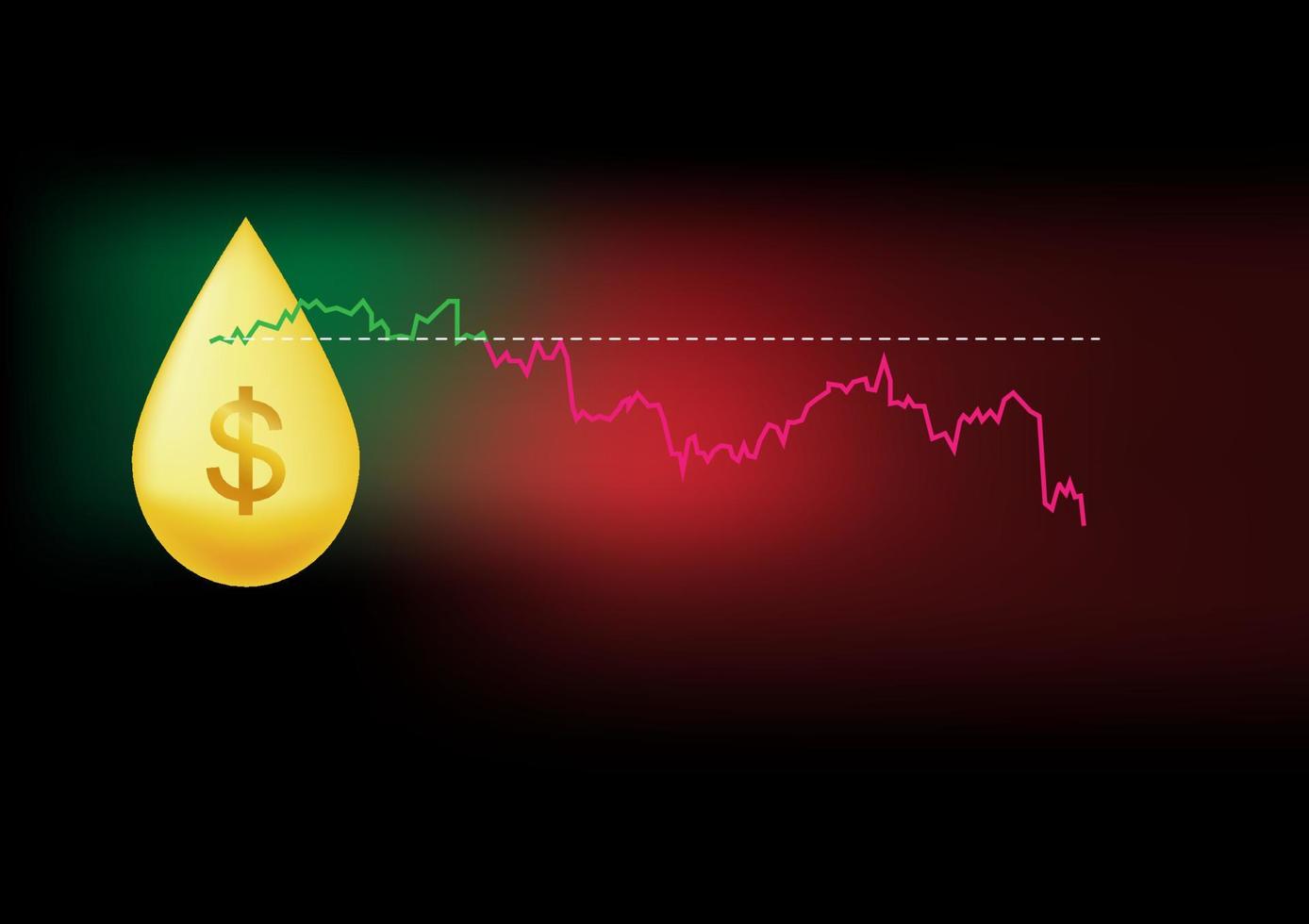 grafico a linee che mostra la diminuzione del prezzo del petrolio vettore