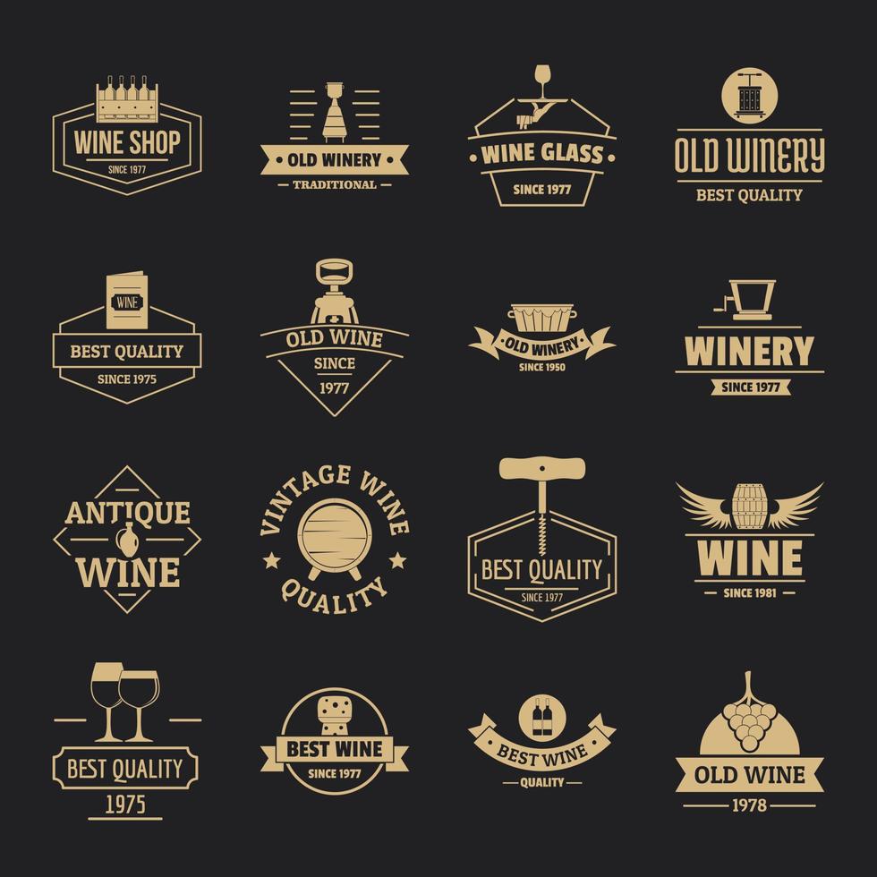 set di icone logo vino, stile semplice vettore