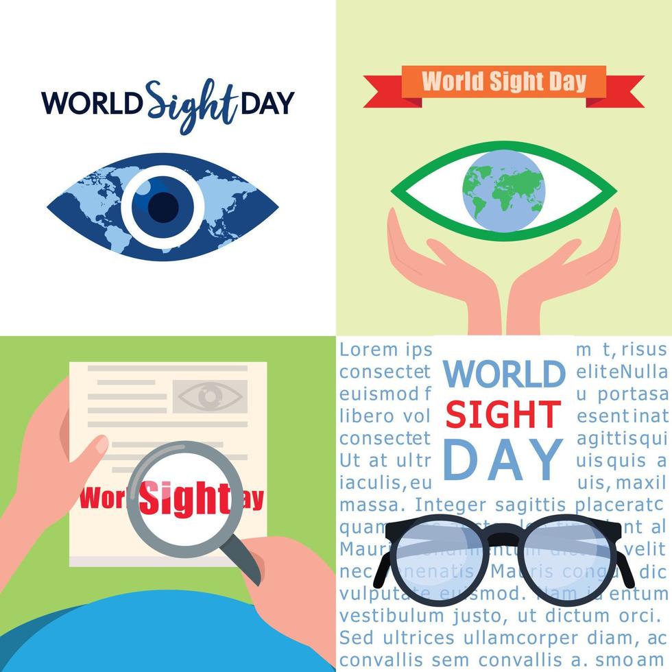 set di banner per la giornata mondiale della vista, stile piatto vettore