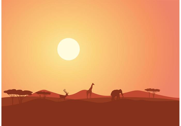 Paesaggio africano gratuito al vettore di tramonto