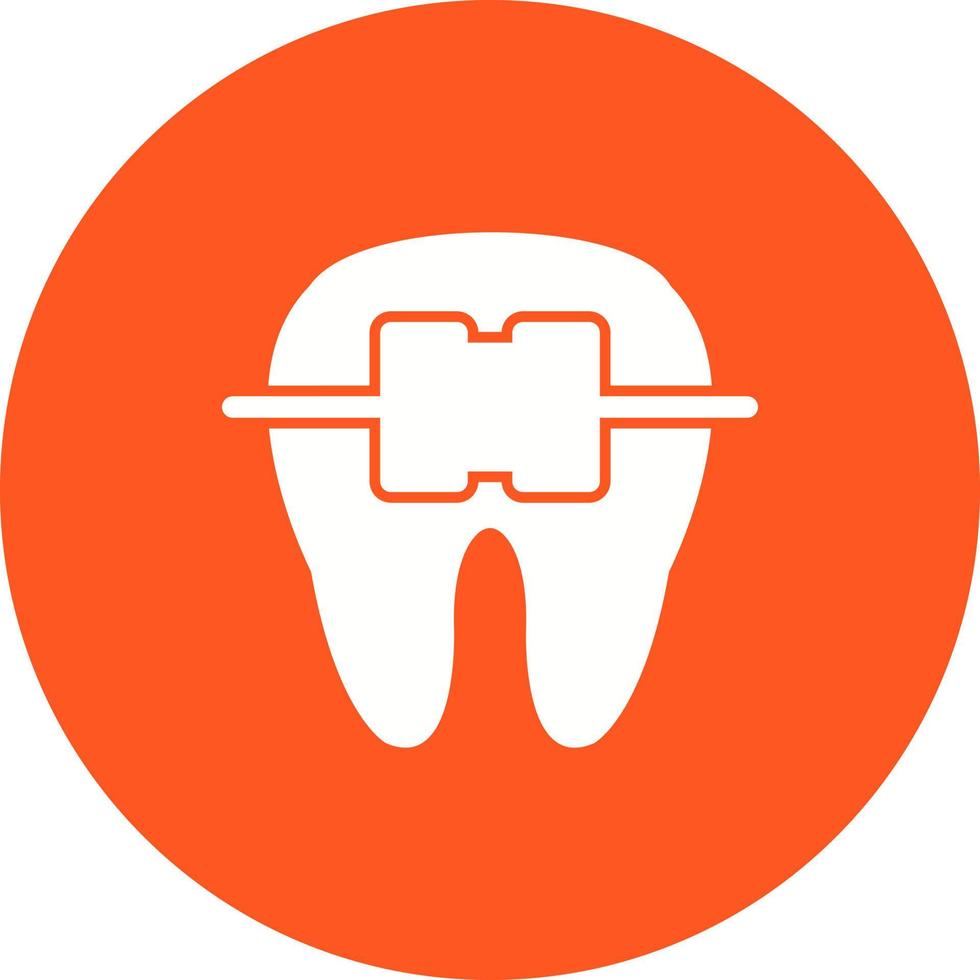 dente con parentesi graffe icona di sfondo del cerchio vettore