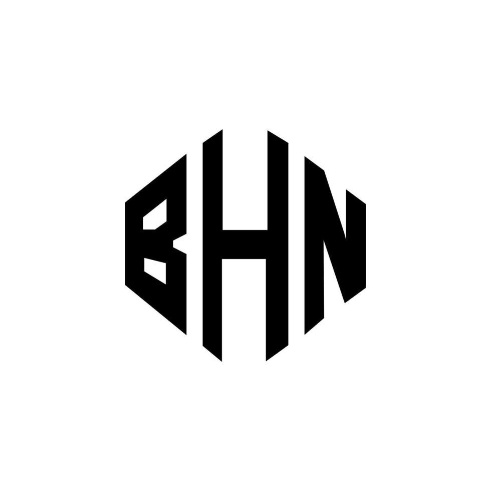 design del logo della lettera bhn con forma poligonale. bhn poligono e design del logo a forma di cubo. bhn esagono logo modello vettoriale colori bianco e nero. monogramma bhn, logo aziendale e immobiliare.