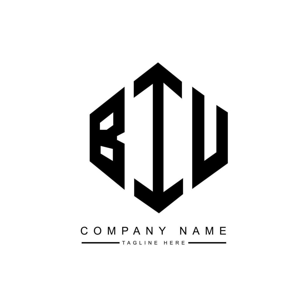 design del logo della lettera biu con forma poligonale. design del logo a forma di poligono e cubo biu. biu esagono modello logo vettoriale colori bianco e nero. monogramma biu, logo aziendale e immobiliare.