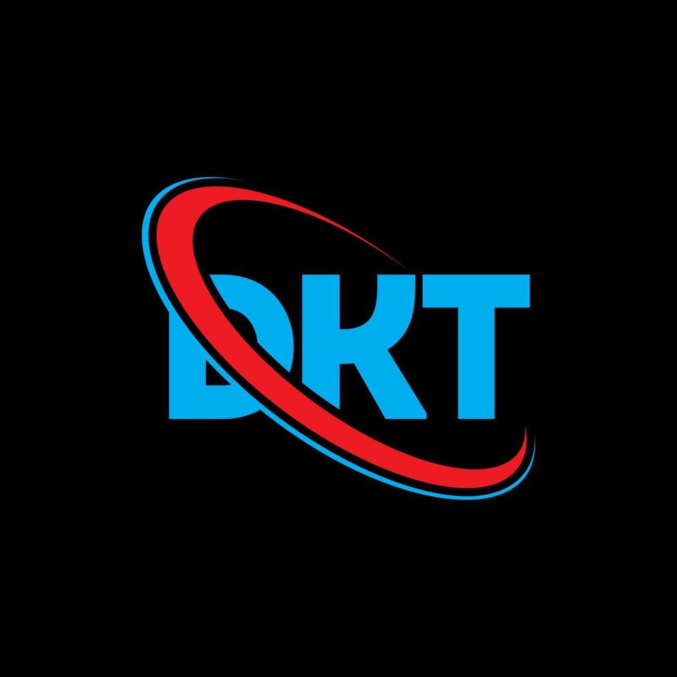 logo dkt. lettera dkt. design del logo della lettera dkt. iniziali dkt logo collegate con cerchio e logo monogramma maiuscolo. tipografia dkt per il marchio tecnologico, commerciale e immobiliare. vettore