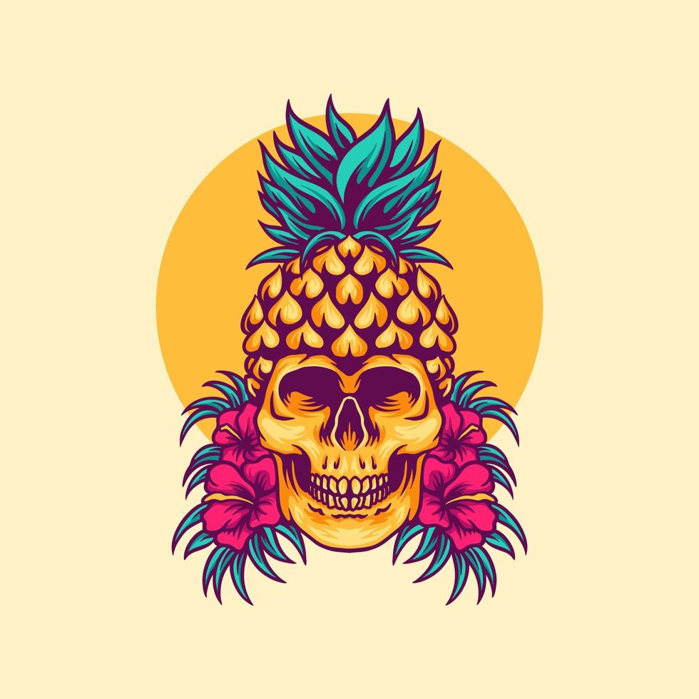 illustrazione del cranio di ananas vettore