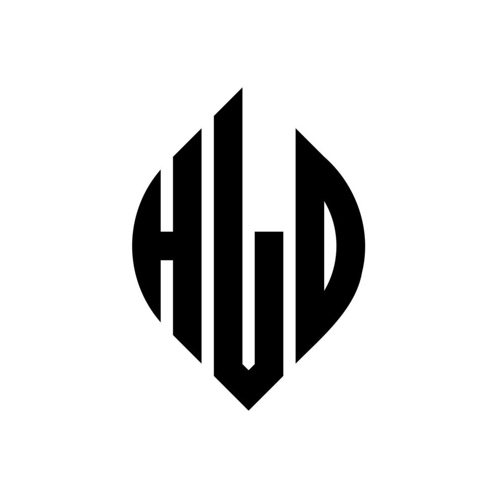 design del logo della lettera del cerchio hld con forma circolare ed ellittica. hld lettere ellittiche con stile tipografico. le tre iniziali formano un logo circolare. vettore del segno della lettera del monogramma astratto dell'emblema del cerchio hld.