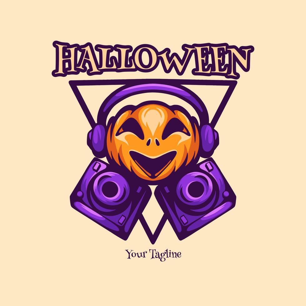 logo del personaggio della festa di musica di halloween vettore