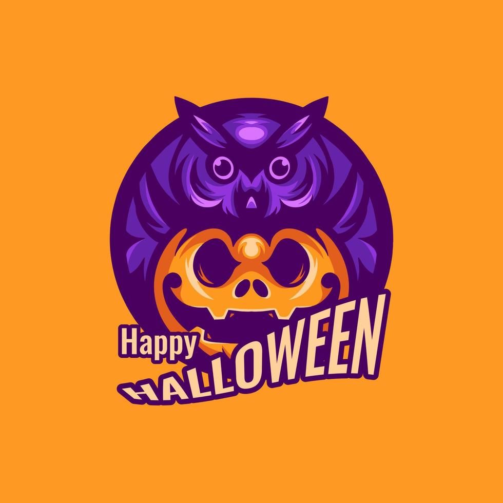 logo del personaggio di halloween del gufo vettore