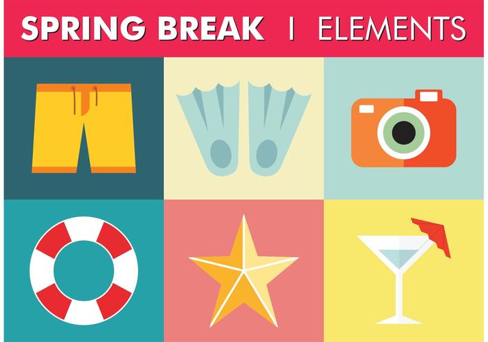 Spring Break Elements Vector gratuito
