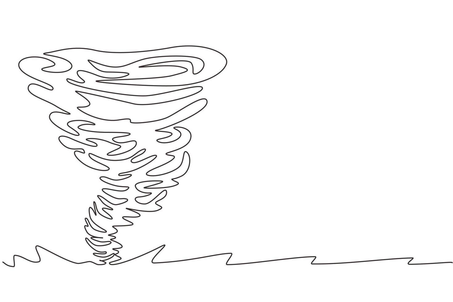 tornado d'acqua di disegno a linea continua singola. twister rotante. spruzzata di vortice d'acqua e forma contorta. vortice d'acqua, vortice su bianco isolato. illustrazione vettoriale di un disegno di linea