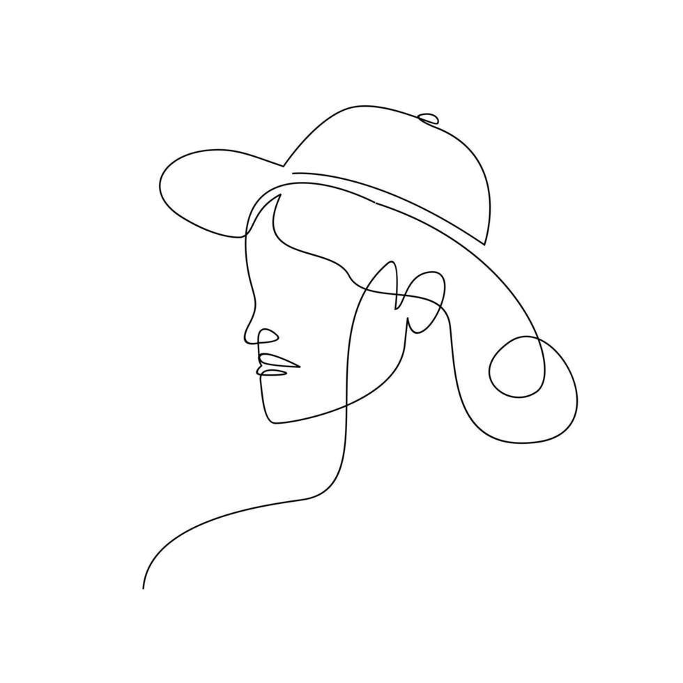 berretto da donna con disegno a una linea di disegno vettoriale