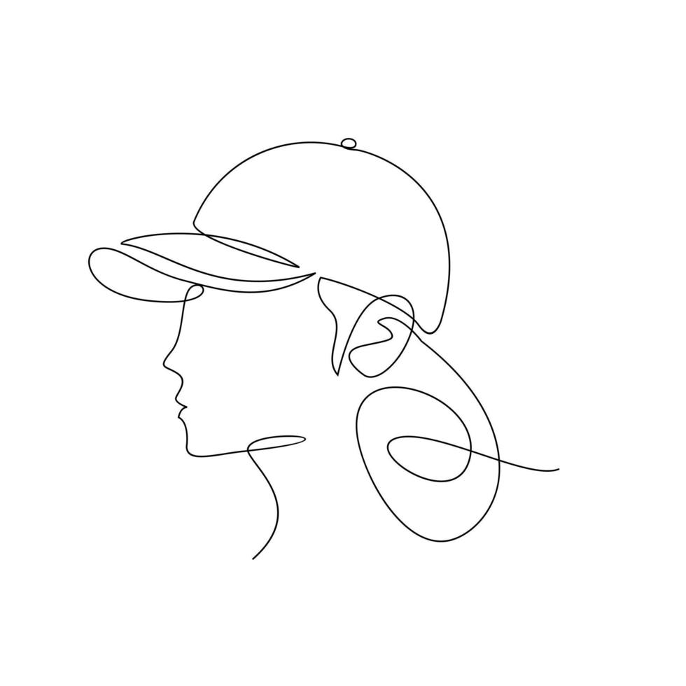 berretto da donna con disegno a una linea di disegno vettoriale