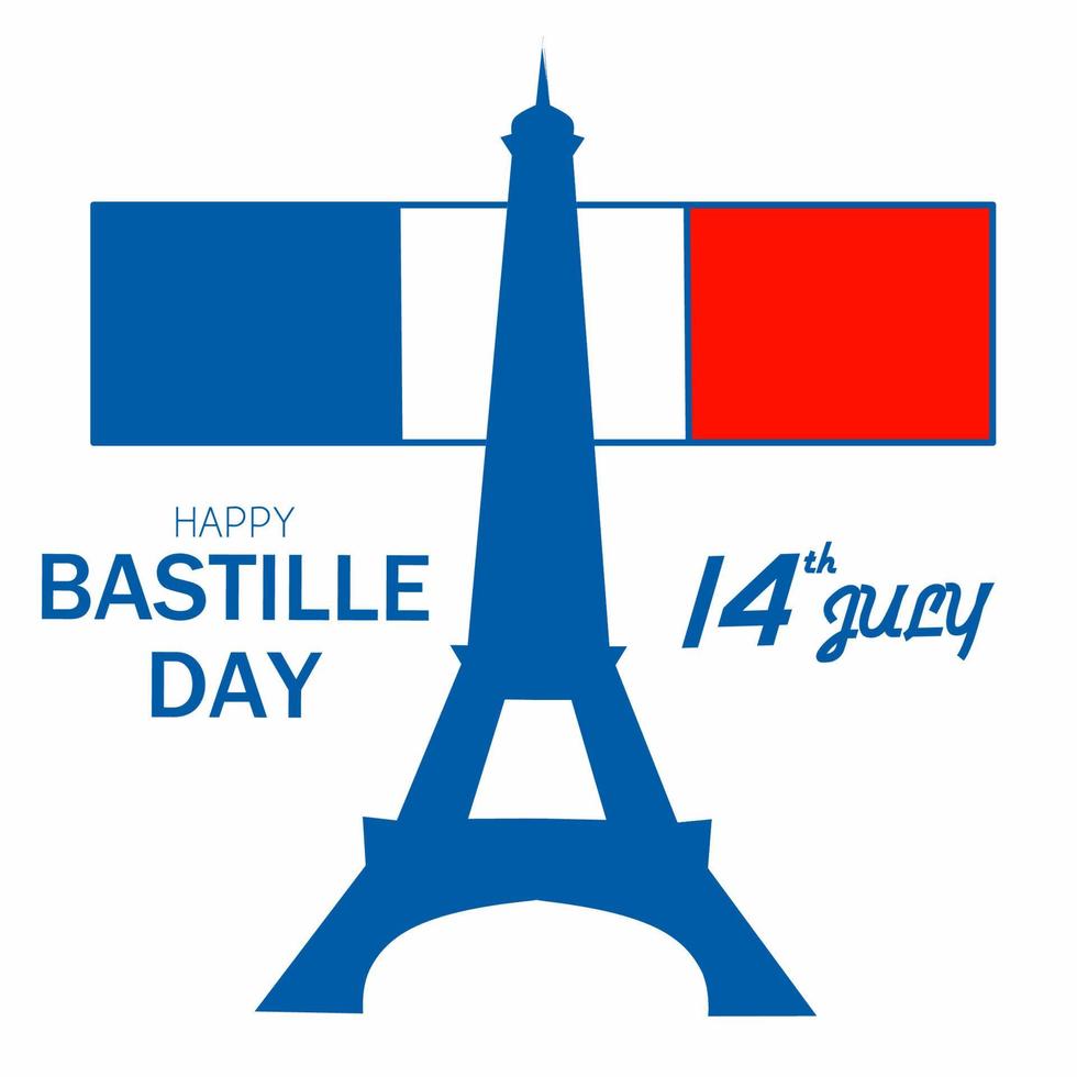 illustrazione vettoriale creativo, carta, banner o poster per la giornata nazionale francese. felice giorno della bastiglia