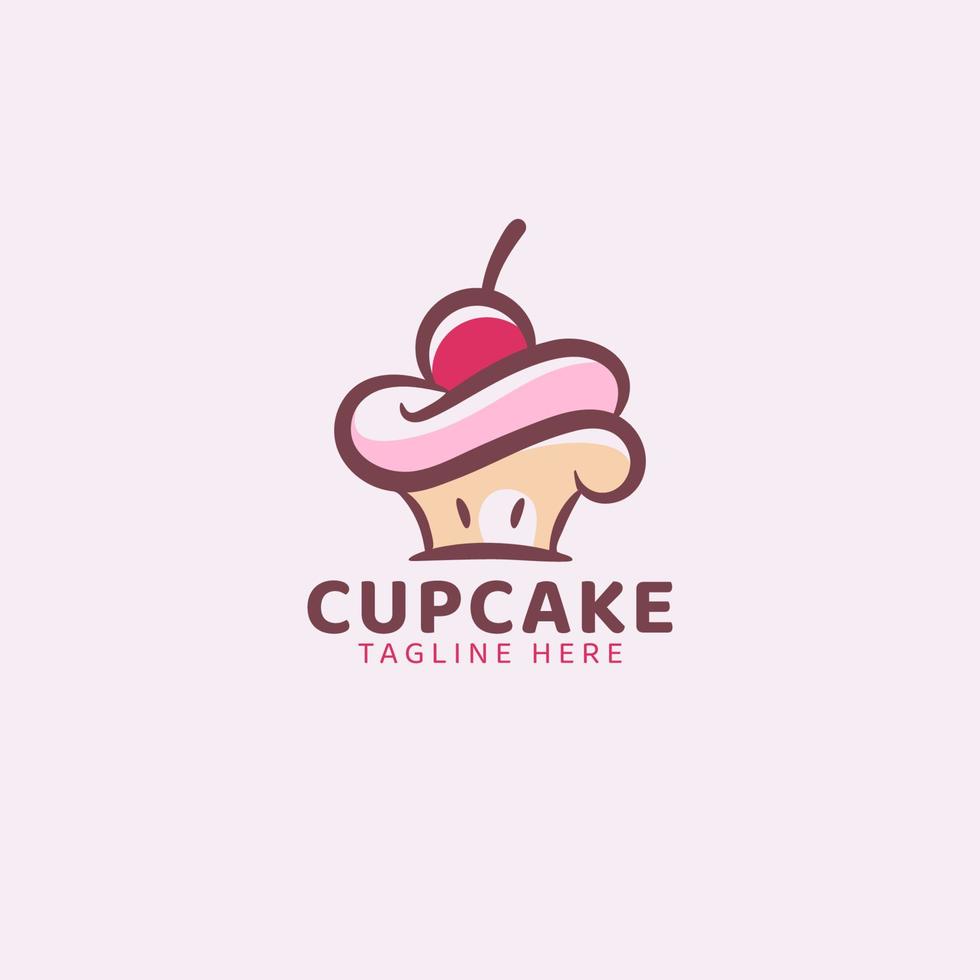 semplice grafica vettoriale con logo cupcake per qualsiasi attività commerciale, in particolare per prodotti da forno, pasticceria, cibo e bevande, bar, ecc.