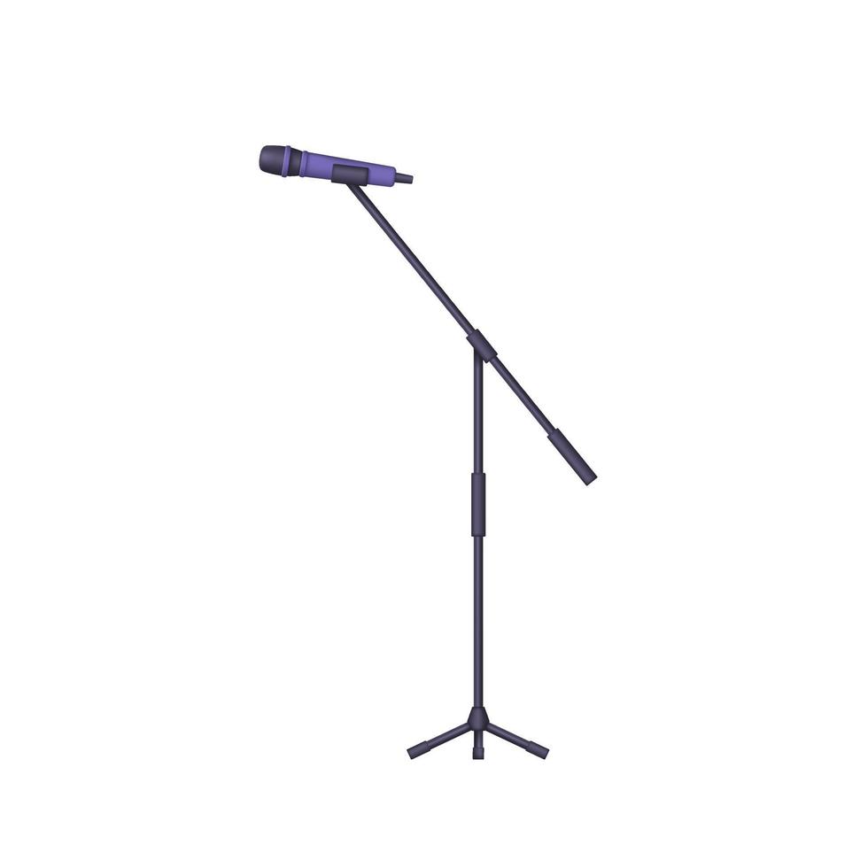 microfono vocale 3d con supporto isolato su sfondo bianco. illustrazione vettoriale alla moda