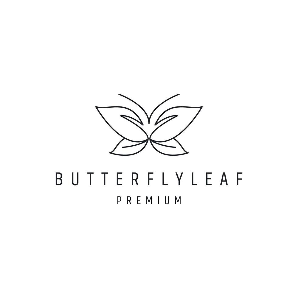 foglia di farfalla con modello di logo in stile monoline o line art vettore