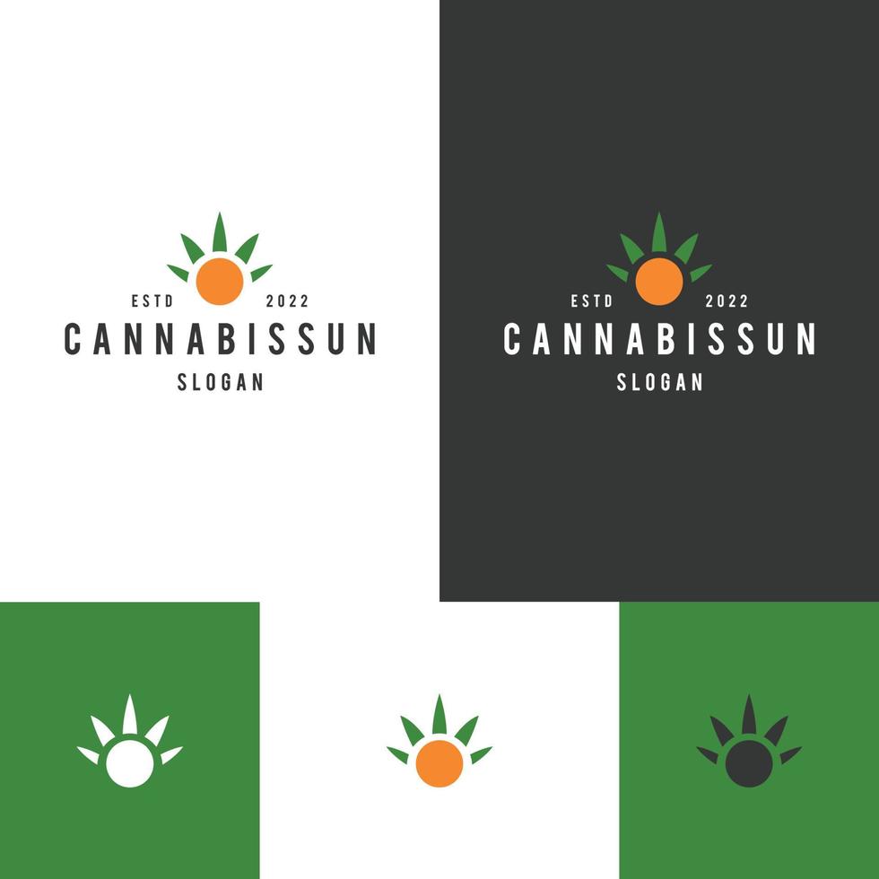 modello di progettazione dell'icona del logo del sole di cannabis vettore