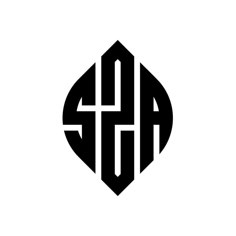 sza cerchio lettera logo design con forma circolare ed ellittica. sza lettere ellittiche con stile tipografico. le tre iniziali formano un logo circolare. sza cerchio emblema astratto monogramma lettera marchio vettore. vettore