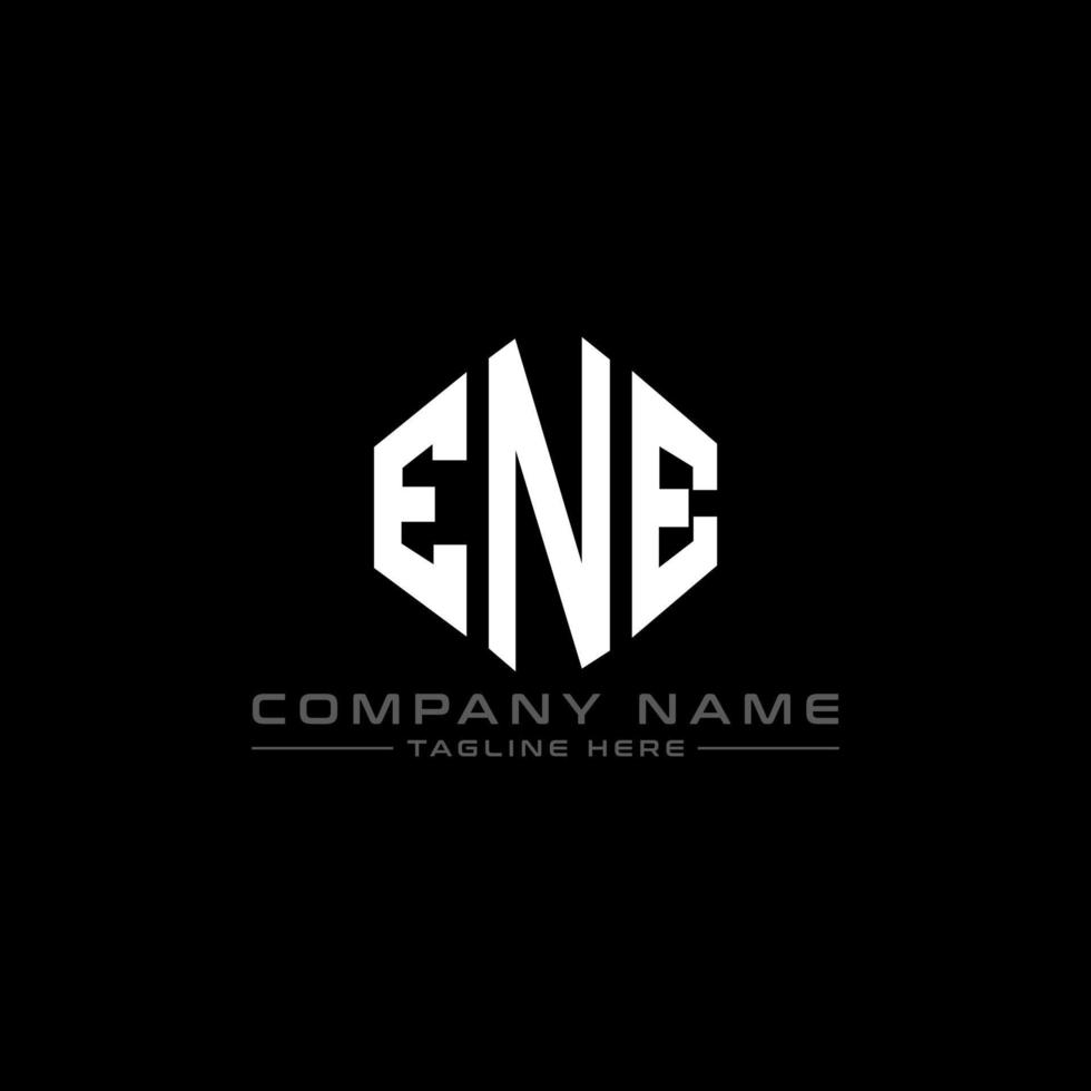 ene lettera logo design con forma poligonale. ene poligono e design del logo a forma di cubo. ene esagono logo modello vettoriale colori bianco e nero. ene monogramma, logo aziendale e immobiliare.