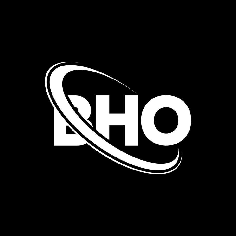 logo bho. lettera bho. design del logo della lettera bho. iniziali bho logo collegate con cerchio e logo monogramma maiuscolo. tipografia bho per il marchio tecnologico, commerciale e immobiliare. vettore