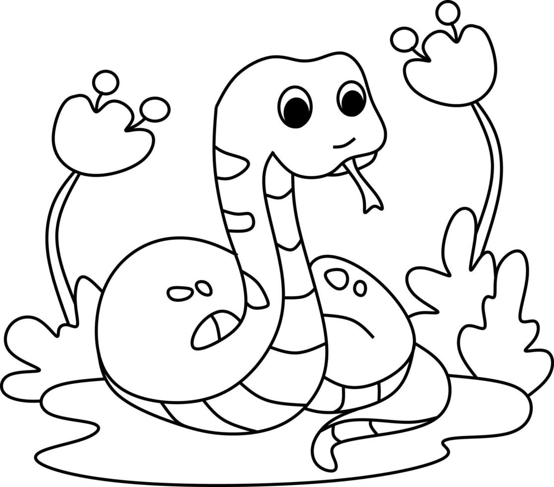 pagina da colorare alfabeti animale cartone animato serpente vettore