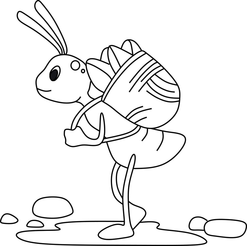 pagina da colorare alfabeti animale cartone animato formica vettore