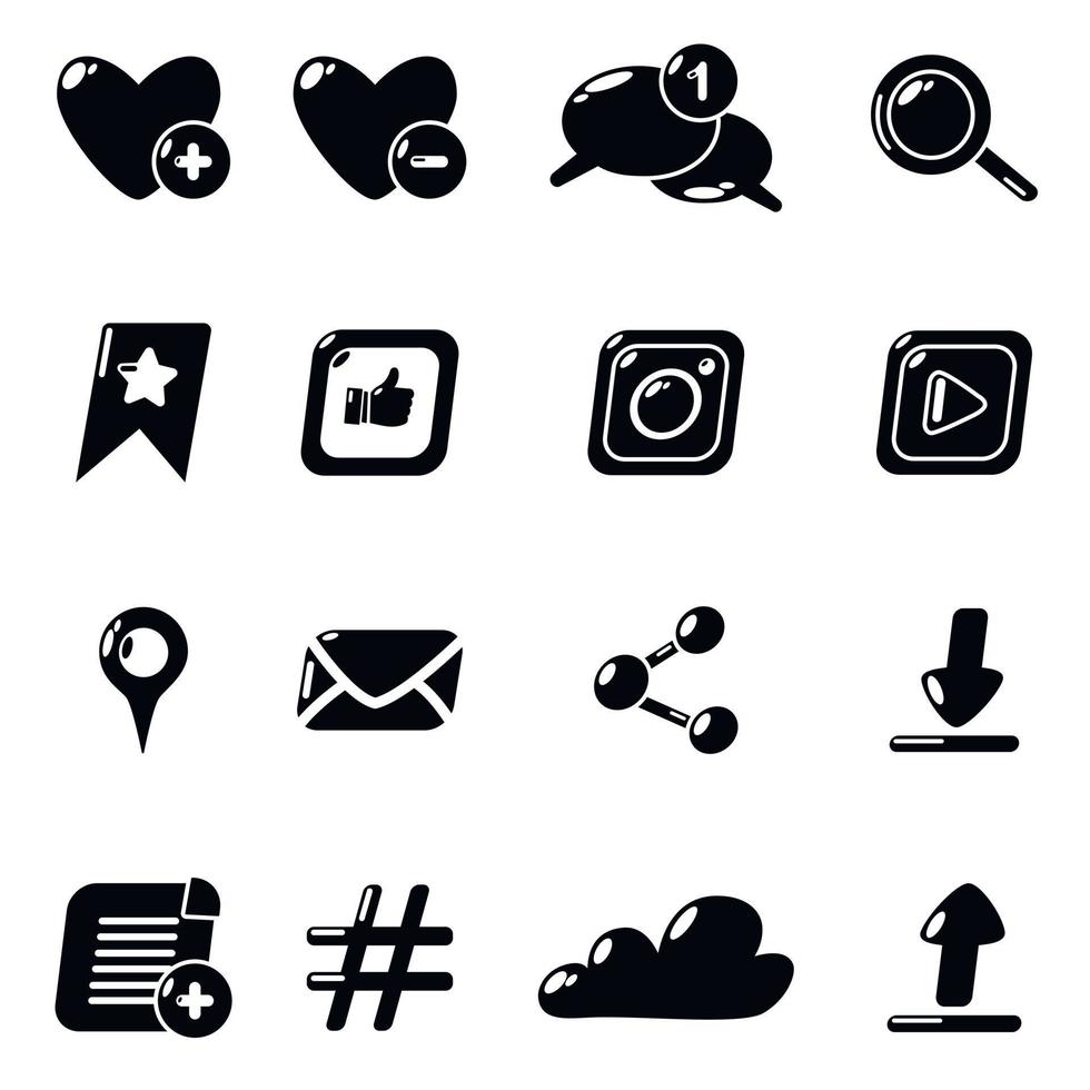 set di icone di social network, stile semplice vettore