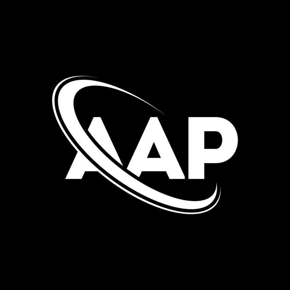 aap logo. aap lettera. design del logo della lettera aap. iniziali del logo aap collegate al cerchio e al logo del monogramma maiuscolo. tipografia aap per il marchio tecnologico, commerciale e immobiliare. vettore