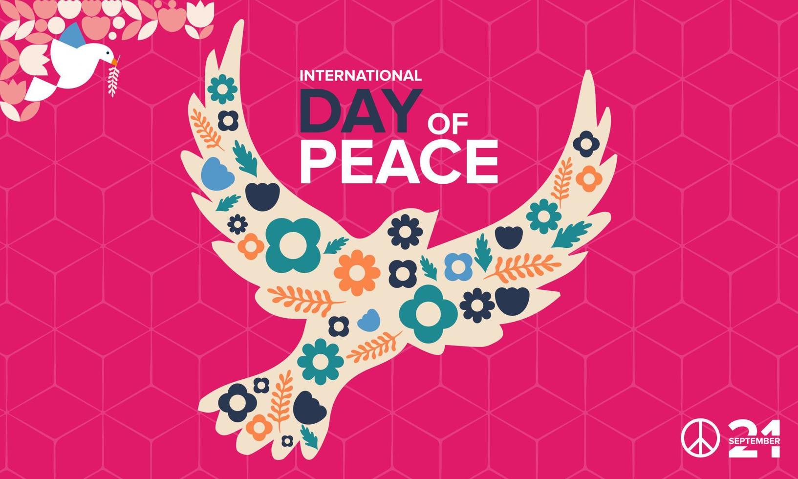 giornata internazionale della pace. poster geometrico, sfondo, illustrazione vettoriale biglietto di auguri