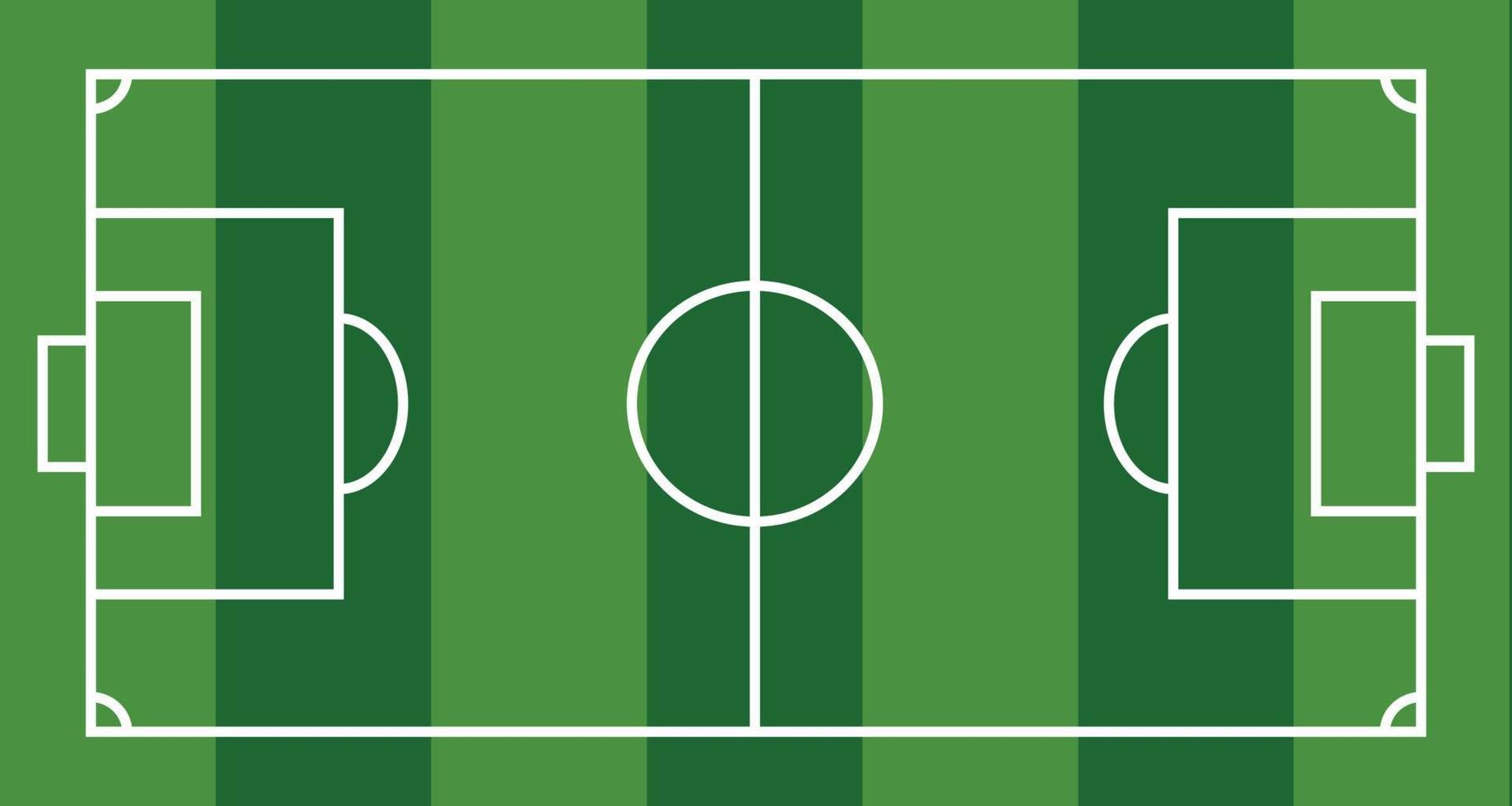 vettore del campo di calcio con linee di campo bianche, vista aerea, sfondo sportivo di calcio e vista dall'alto dell'erba verde.