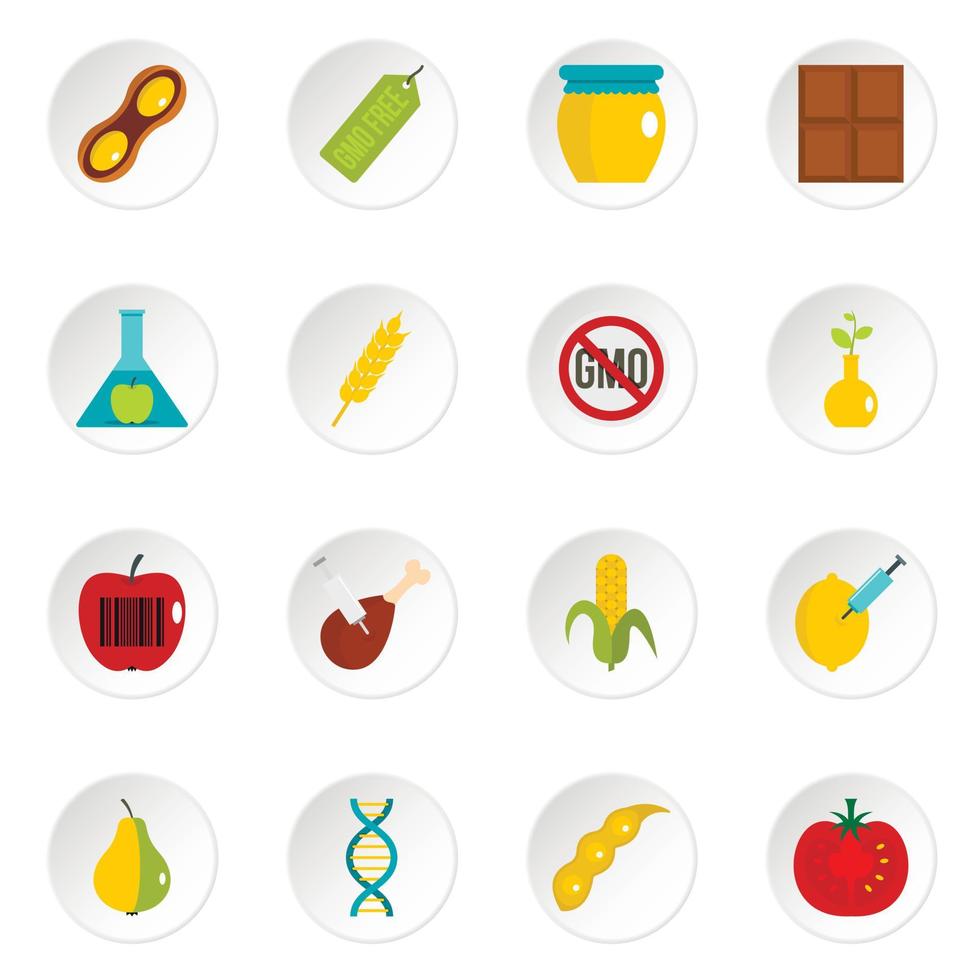 icone OGM impostate in stile piatto vettore