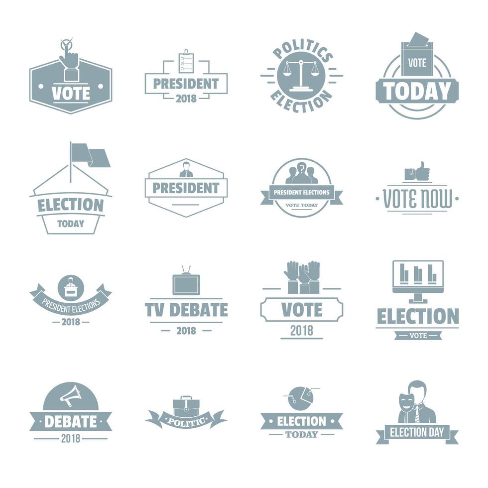 Icone del logo di voto elettorale impostate, stile semplice vettore