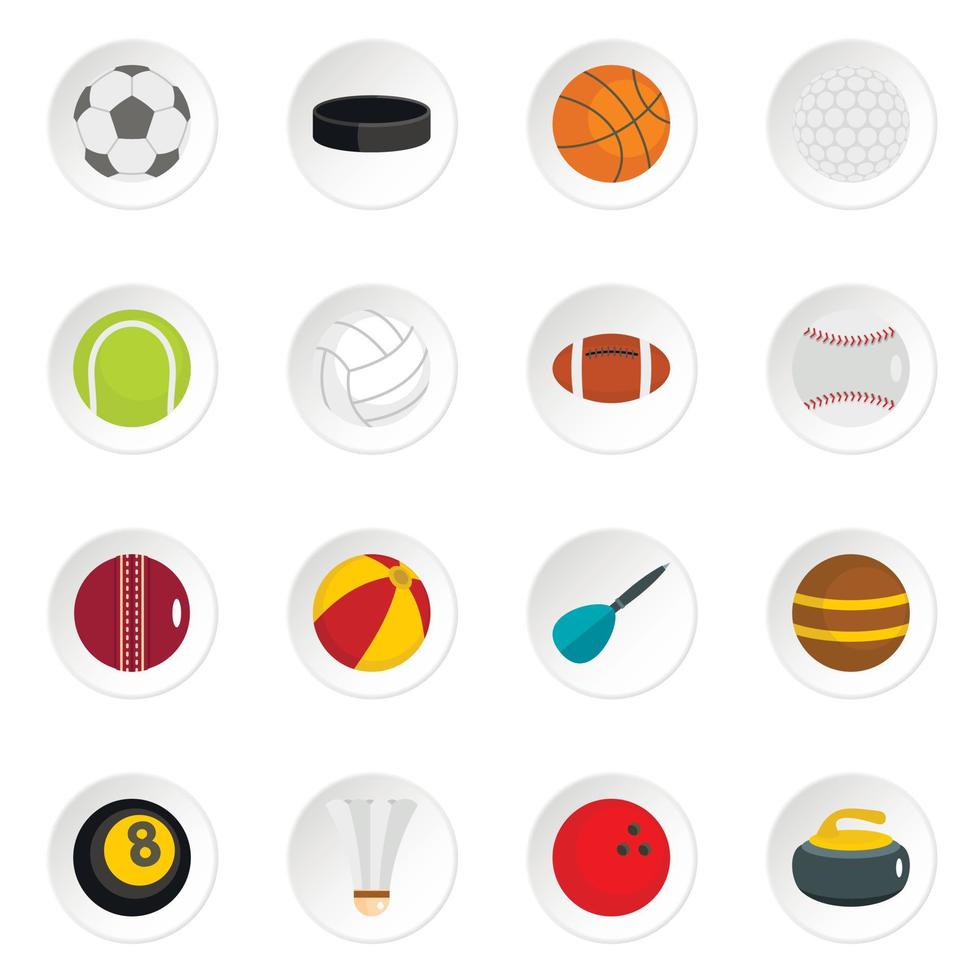 icone di palle sportive impostate in stile piatto vettore