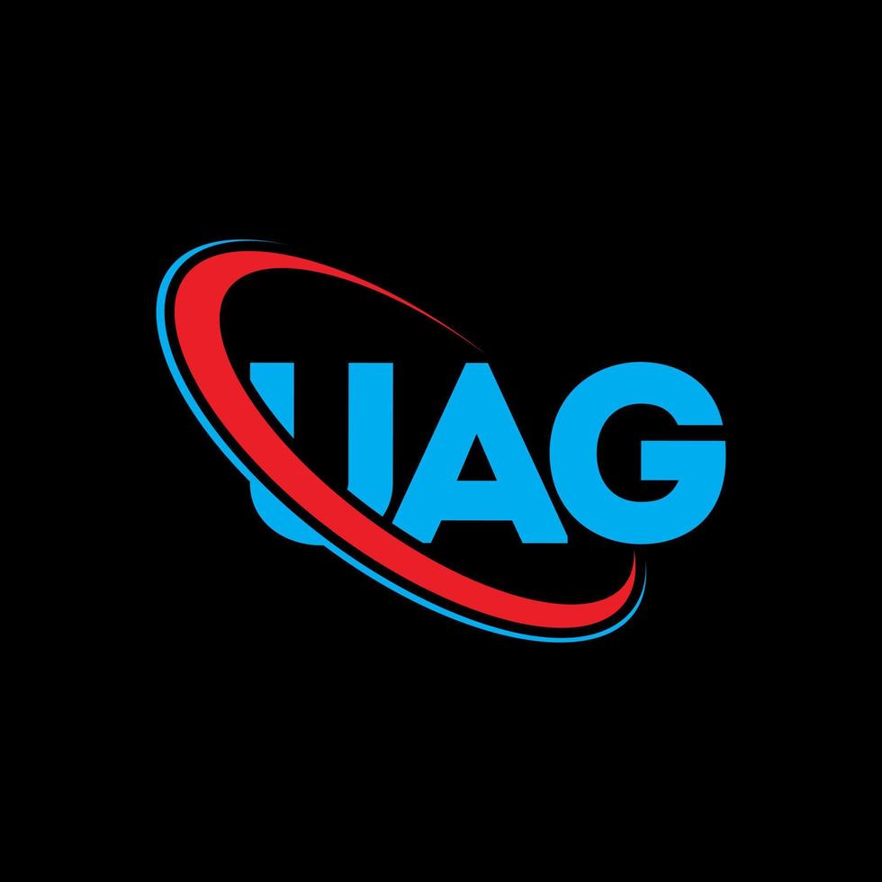 logo uag. lettera uag. design del logo della lettera uag. iniziali uag logo collegate con cerchio e logo monogramma maiuscolo. tipografia uag per il marchio tecnologico, commerciale e immobiliare. vettore